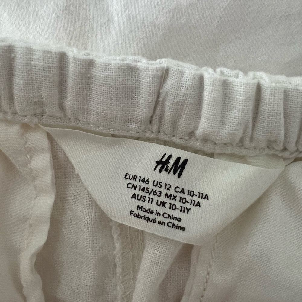 Girls White Linen Pants - Picture 3 of 4
